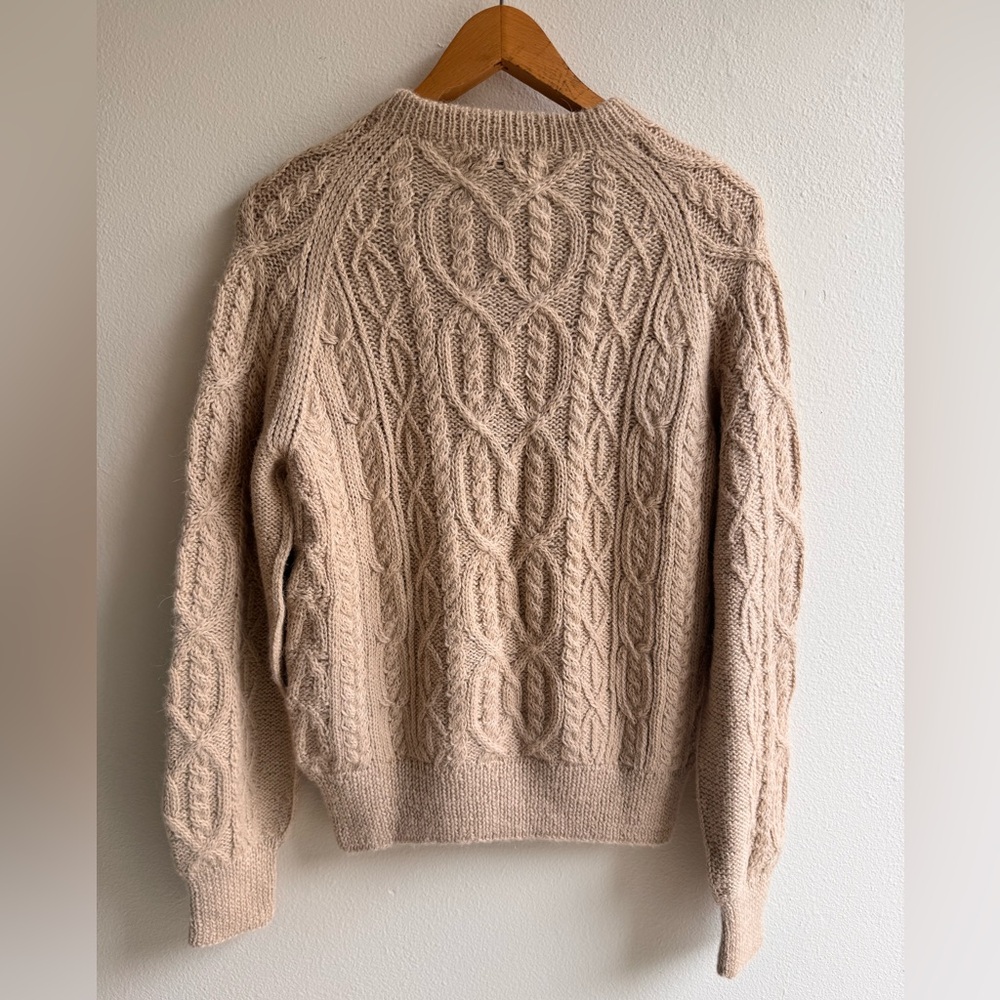 Vintage GB Harber & Son Cream Alpaca Cable Knit Sweater Women’s Small - Picture 6 of 8
